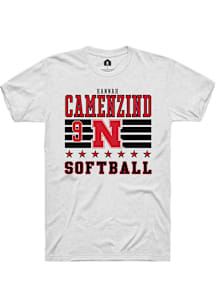 Hannah Camenzind  Nebraska Cornhuskers White Rally NIL Striped Short Sleeve T Shirt