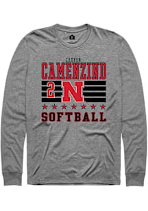 Lauren Camenzind  Nebraska Cornhuskers Grey Rally NIL Striped Long Sleeve T Shirt