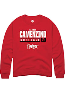 Lauren Camenzind  Rally Nebraska Cornhuskers Mens Red NIL Stacked Box Long Sleeve Crew Sweatshirt