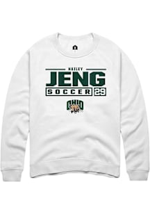 Hailey Jeng  Rally Ohio Bobcats Mens White NIL Stacked Box Long Sleeve Crew Sweatshirt