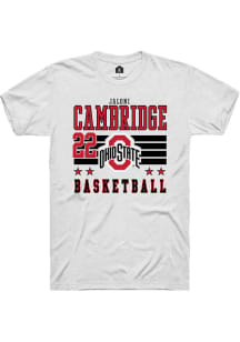 Jaloni Cambridge White Ohio State Buckeyes NIL Striped Short Sleeve T Shirt