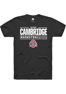 Jaloni Cambridge Black Ohio State Buckeyes NIL Stacked Box Short Sleeve T Shirt