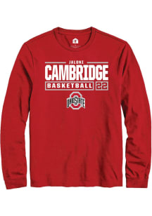 Jaloni Cambridge Rally Mens Red Ohio State Buckeyes NIL Stacked Box Tee