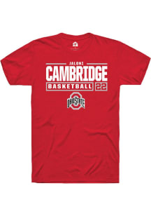 Jaloni Cambridge Red Ohio State Buckeyes NIL Stacked Box Short Sleeve T Shirt