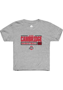 Jaloni Cambridge Rally Youth Grey Ohio State Buckeyes NIL Stacked Box Short Sleeve T-Shirt