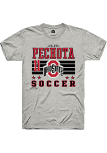 Luciano Pechota Ash Ohio State Buckeyes NIL Striped Short Sleeve T Shirt