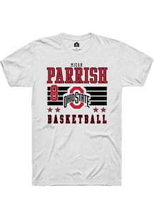 Micah Parrish White Ohio State Buckeyes NIL Striped Short Sleeve T Shirt