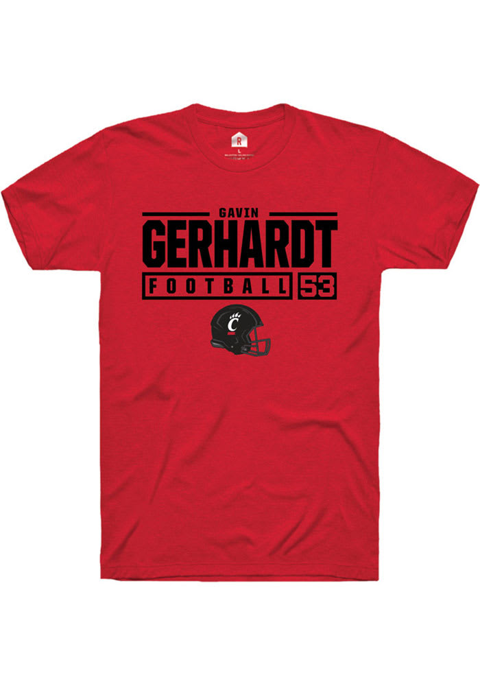 Gavin Gerhardt Cincinnati Bearcats Red Rally NIL Stacked Box Short Sleeve T Shirt