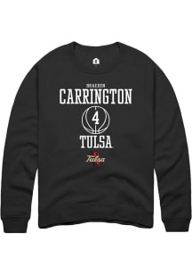 Braeden Carrington Rally Mens Black Tulsa Golden Hurricane NIL Sport Icon Crew Sweatshirt