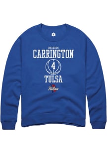 Braeden Carrington Rally Mens Blue Tulsa Golden Hurricane NIL Sport Icon Crew Sweatshirt