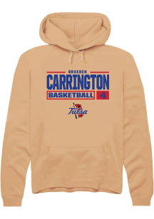 Braeden Carrington Rally Mens Gold Tulsa Golden Hurricane NIL Stacked Box Hooded Sweatshirt