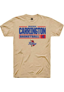 Braeden Carrington Tan Tulsa Golden Hurricane NIL Stacked Box Short Sleeve T Shirt