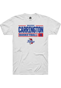 Braeden Carrington White Tulsa Golden Hurricane NIL Stacked Box Short Sleeve T Shirt