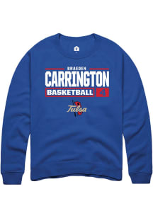 Braeden Carrington Rally Mens Blue Tulsa Golden Hurricane NIL Stacked Box Crew Sweatshirt