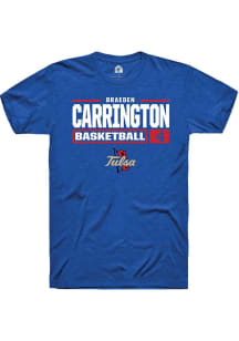 Braeden Carrington Blue Tulsa Golden Hurricane NIL Stacked Box Short Sleeve T Shirt