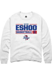 Brynn Eshoo Rally Mens White Tulsa Golden Hurricane NIL Stacked Box Crew Sweatshirt