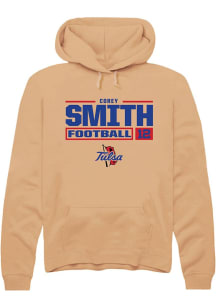 Corey Smith Rally Mens Gold Tulsa Golden Hurricane NIL Stacked Box Hooded Sweatshirt