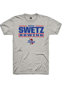 Danica Swetz Ash Tulsa Golden Hurricane NIL Stacked Box Short Sleeve T Shirt