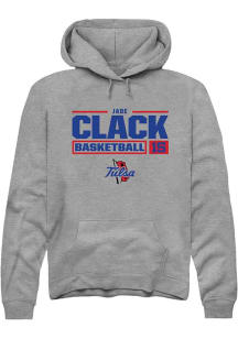 Jade Clack Rally Mens Graphite Tulsa Golden Hurricane NIL Stacked Box Hooded Sweatshirt