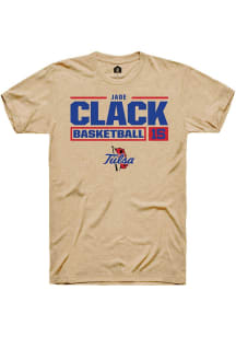 Jade Clack Tan Tulsa Golden Hurricane NIL Stacked Box Short Sleeve T Shirt