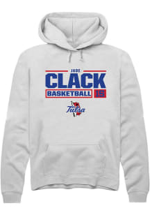 Jade Clack Rally Mens White Tulsa Golden Hurricane NIL Stacked Box Hooded Sweatshirt