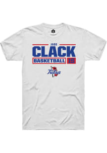 Jade Clack White Tulsa Golden Hurricane NIL Stacked Box Short Sleeve T Shirt