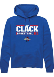 Jade Clack Rally Mens Blue Tulsa Golden Hurricane NIL Stacked Box Hooded Sweatshirt