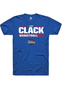 Jade Clack Blue Tulsa Golden Hurricane NIL Stacked Box Short Sleeve T Shirt