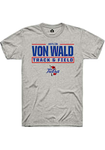 Jaylin Adams/Vonwald  Tulsa Golden Hurricane Ash Rally NIL Stacked Box Short Sleeve T Shirt