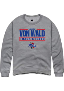 Jaylin Adams/Vonwald  Rally Tulsa Golden Hurricane Mens Graphite NIL Stacked Box Long Sleeve Crew..