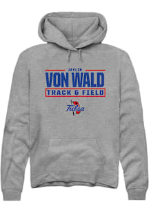 Jaylin Adams/Vonwald  Rally Tulsa Golden Hurricane Mens Graphite NIL Stacked Box Long Sleeve Hoodi..