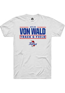 Jaylin Adams/Vonwald  Tulsa Golden Hurricane White Rally NIL Stacked Box Short Sleeve T Shirt