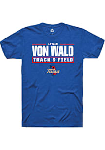 Jaylin Adams/Vonwald  Tulsa Golden Hurricane Blue Rally NIL Stacked Box Short Sleeve T Shirt