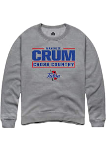 Makenzie Crum  Rally Tulsa Golden Hurricane Mens Graphite NIL Stacked Box Long Sleeve Crew Sweatsh..