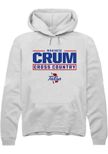 Makenzie Crum  Rally Tulsa Golden Hurricane Mens White NIL Stacked Box Long Sleeve Hoodie
