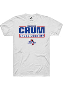 Makenzie Crum  Tulsa Golden Hurricane White Rally NIL Stacked Box Short Sleeve T Shirt