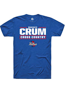 Makenzie Crum  Tulsa Golden Hurricane Blue Rally NIL Stacked Box Short Sleeve T Shirt