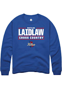 Matilda Laidlaw  Rally Tulsa Golden Hurricane Mens Blue NIL Stacked Box Long Sleeve Crew Sweatshir..