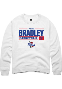 Paige Bradley Rally Mens White Tulsa Golden Hurricane NIL Stacked Box Crew Sweatshirt