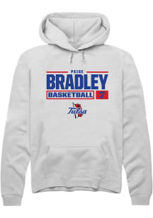 Paige Bradley Rally Mens White Tulsa Golden Hurricane NIL Stacked Box Hooded Sweatshirt