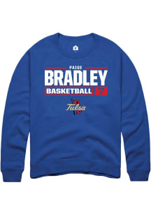 Paige Bradley Rally Mens Blue Tulsa Golden Hurricane NIL Stacked Box Crew Sweatshirt