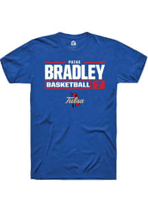 Paige Bradley Blue Tulsa Golden Hurricane NIL Stacked Box Short Sleeve T Shirt