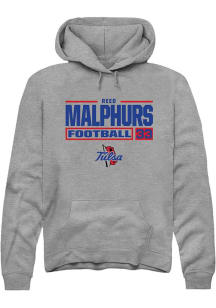 Reed Malphurs Rally Mens Graphite Tulsa Golden Hurricane NIL Stacked Box Hooded Sweatshirt