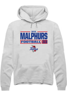 Reed Malphurs Rally Mens White Tulsa Golden Hurricane NIL Stacked Box Hooded Sweatshirt