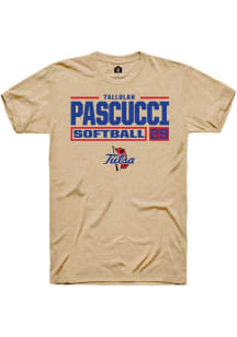 Tallulah Pascucci Tan Tulsa Golden Hurricane NIL Stacked Box Short Sleeve T Shirt