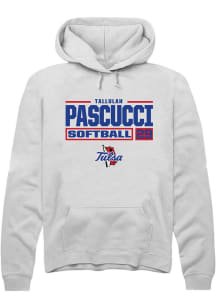 Tallulah Pascucci Rally Mens White Tulsa Golden Hurricane NIL Stacked Box Hooded Sweatshirt