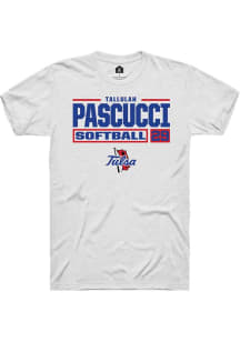 Tallulah Pascucci White Tulsa Golden Hurricane NIL Stacked Box Short Sleeve T Shirt