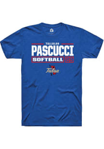 Tallulah Pascucci Blue Tulsa Golden Hurricane NIL Stacked Box Short Sleeve T Shirt