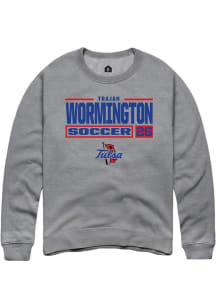 Trajan Wormington Rally Mens Graphite Tulsa Golden Hurricane NIL Stacked Box Crew Sweatshirt