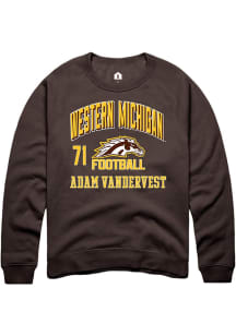 Adam Vandervest Rally Mens Brown Western Michigan Broncos NIL Arch Logo Crew Sweatshirt